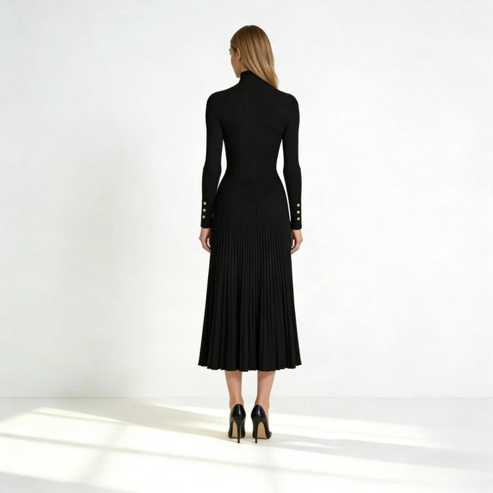 Pleated Turtleneck Sweater Dress for Women
