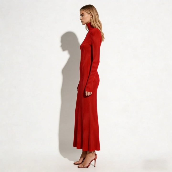 Pleated Turtleneck Sweater Dress for Women
