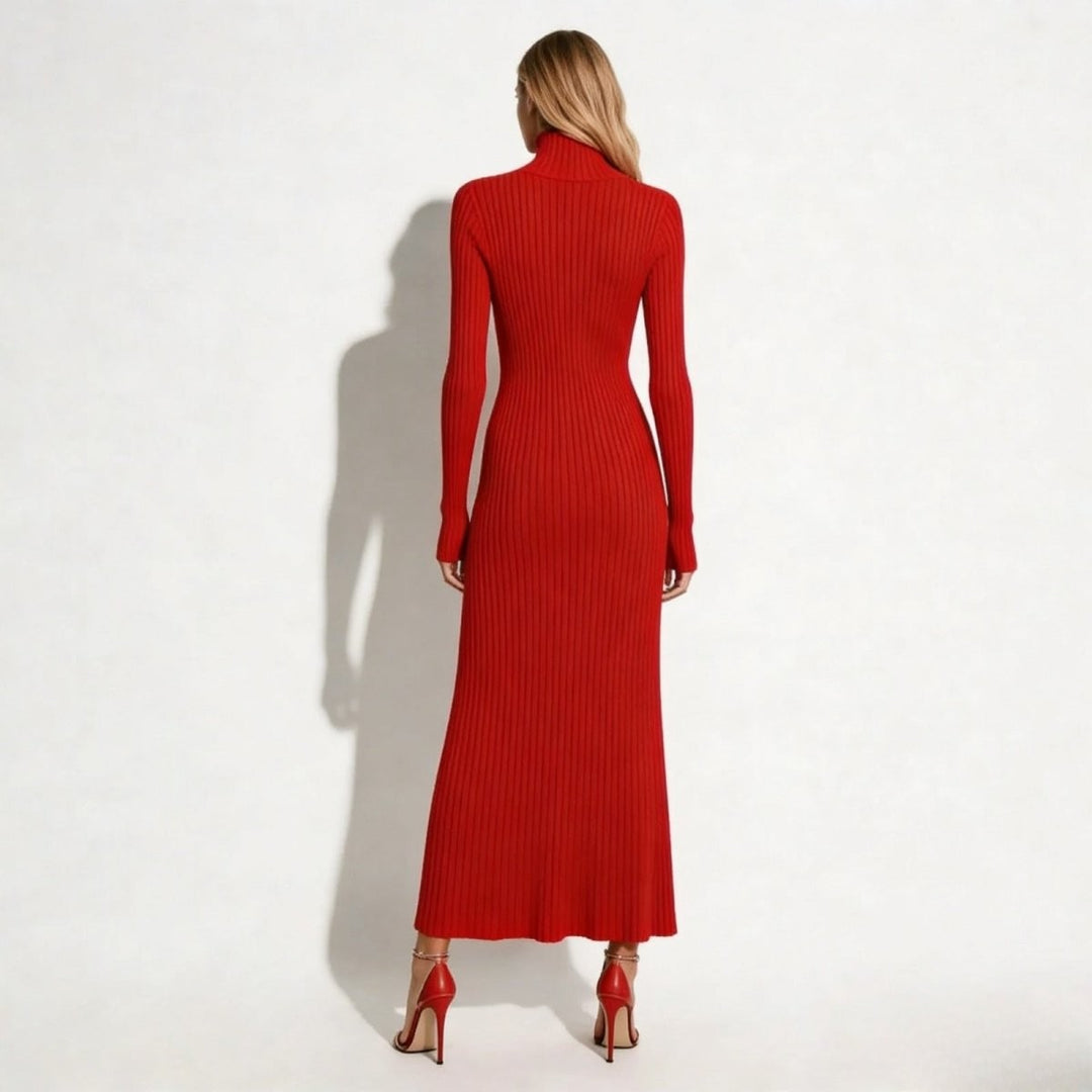 Pleated Turtleneck Sweater Dress for Women