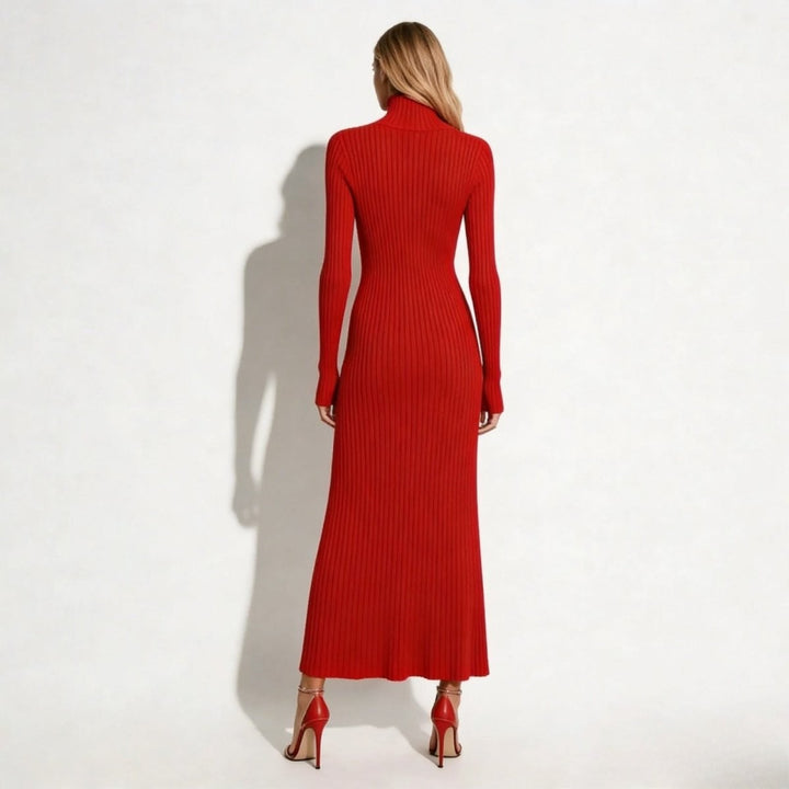 Pleated Turtleneck Sweater Dress for Women