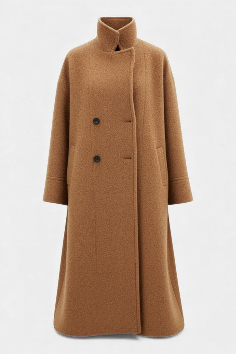 Germaine Oversized Double Breasted Longline Wool Coat for Women