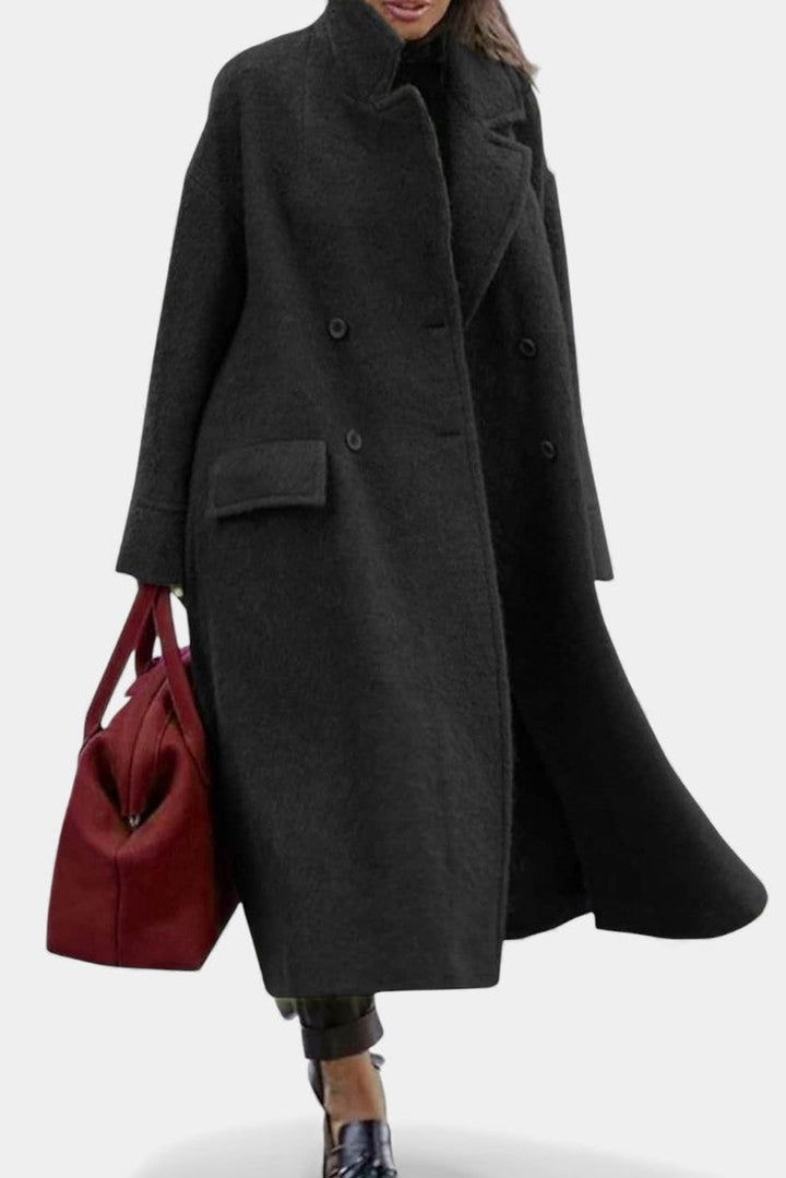 Germaine Oversized Double Breasted Longline Wool Coat for Women