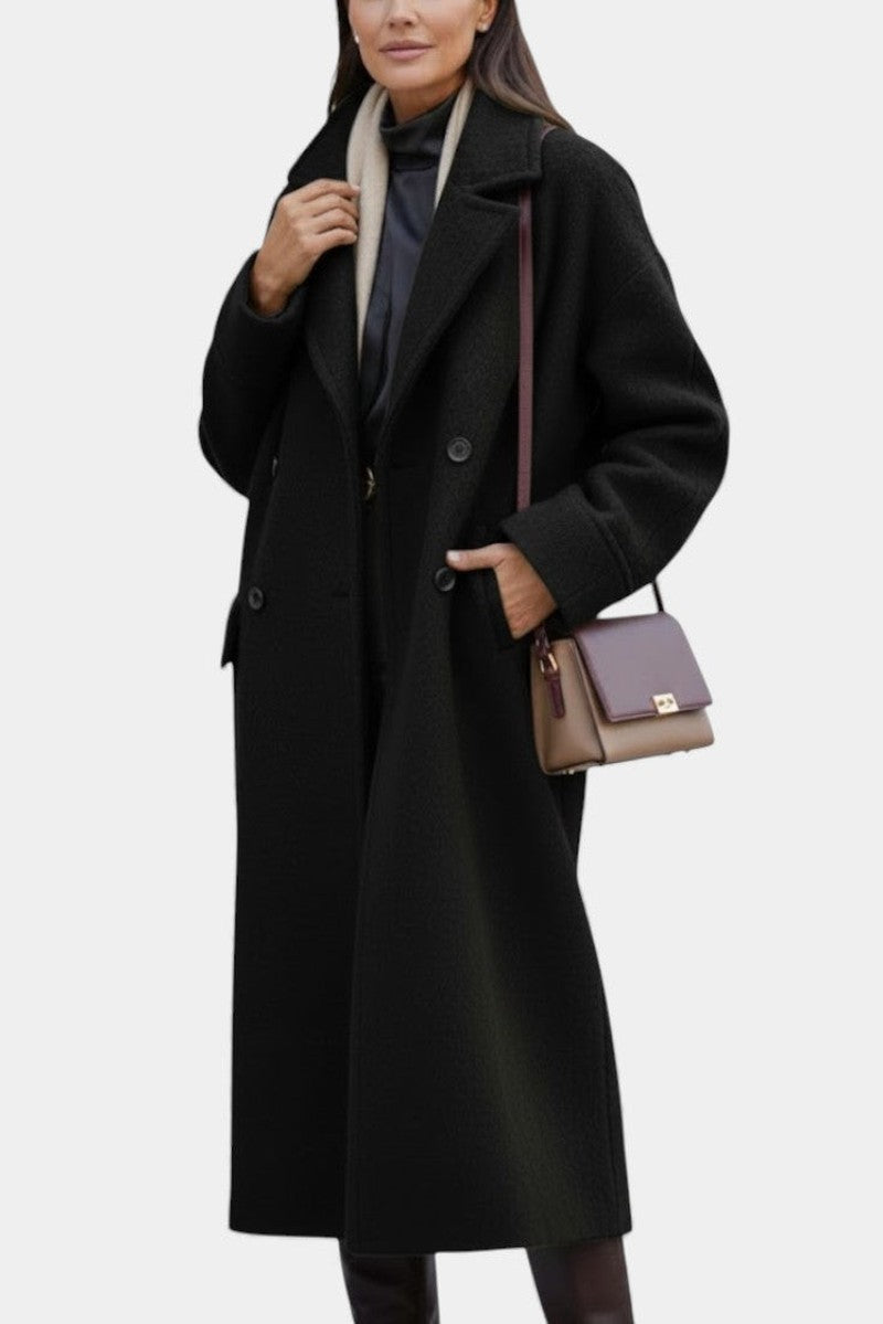 Germaine Oversized Double Breasted Longline Wool Coat for Women