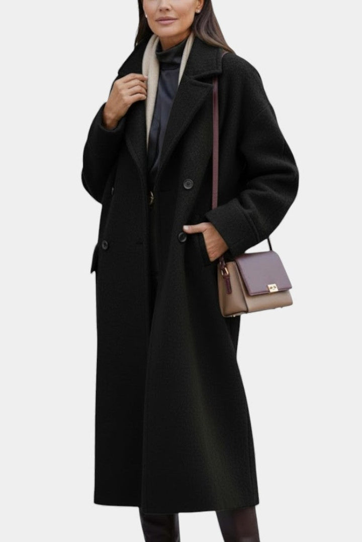 Germaine Oversized Double Breasted Longline Wool Coat for Women