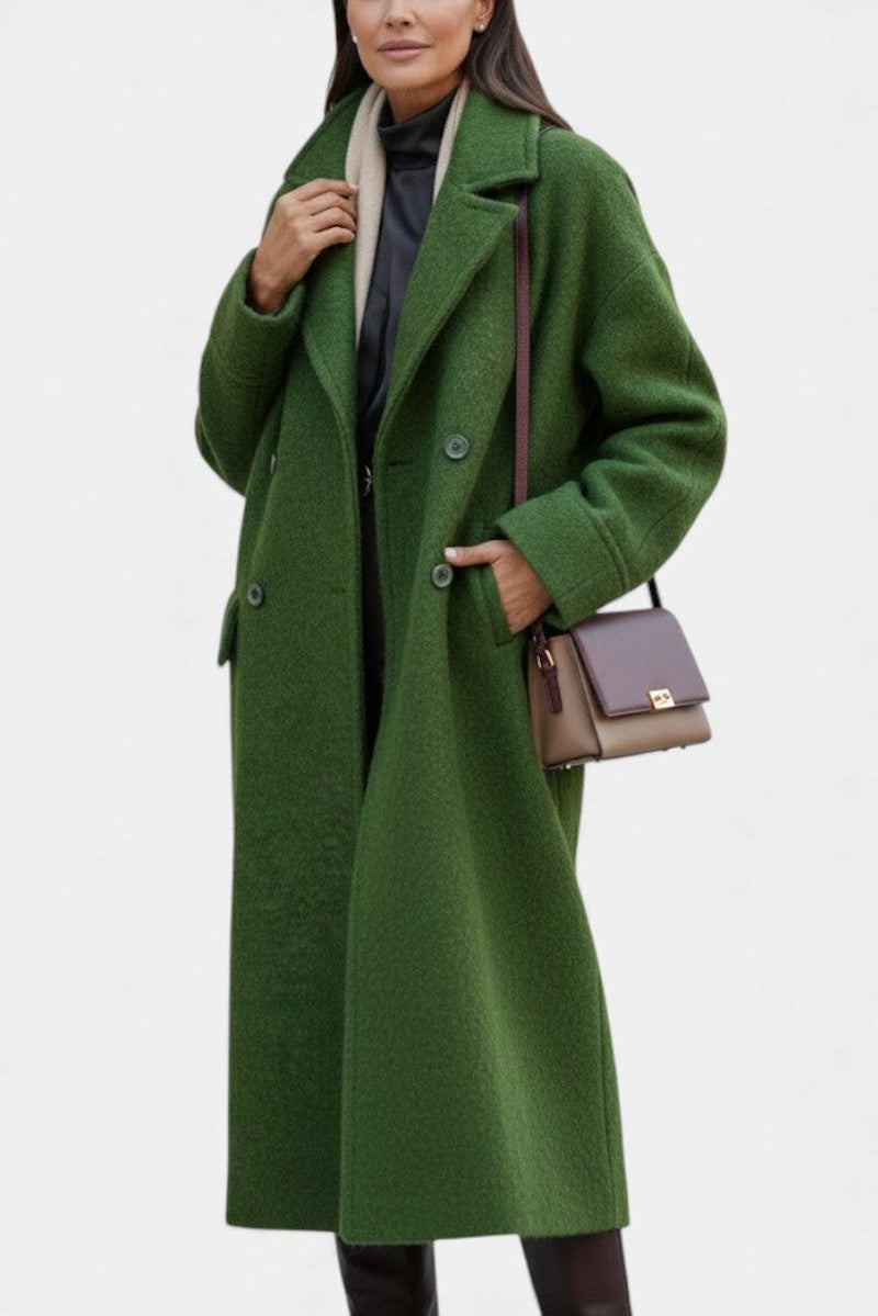 Germaine Oversized Double Breasted Longline Wool Coat for Women