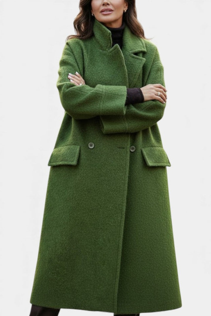 Germaine Oversized Double Breasted Longline Wool Coat for Women
