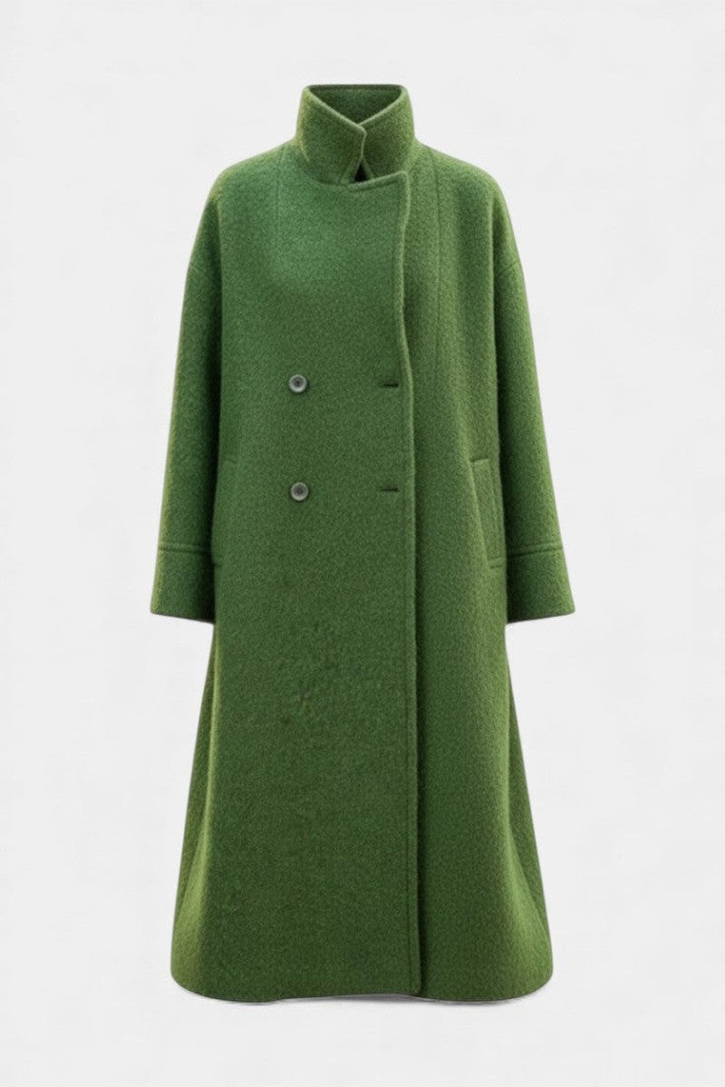 Germaine Oversized Double Breasted Longline Wool Coat for Women