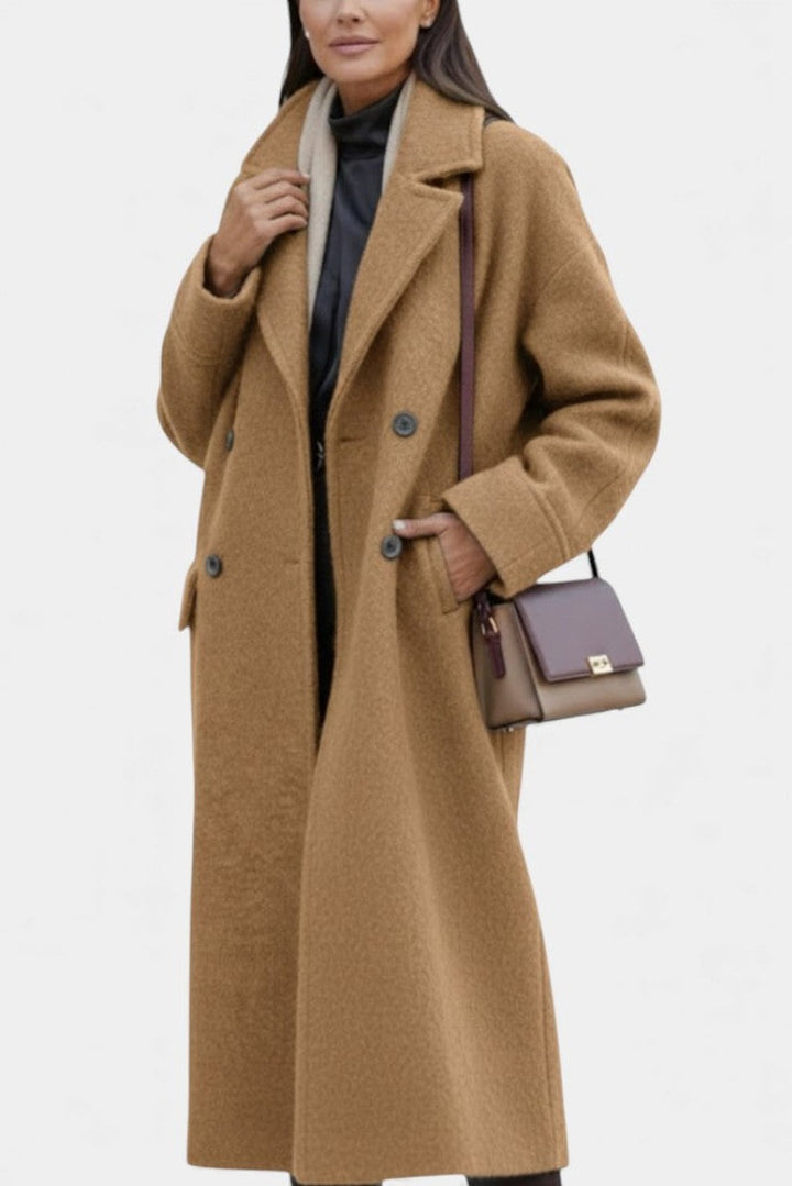 Germaine Oversized Double Breasted Longline Wool Coat for Women