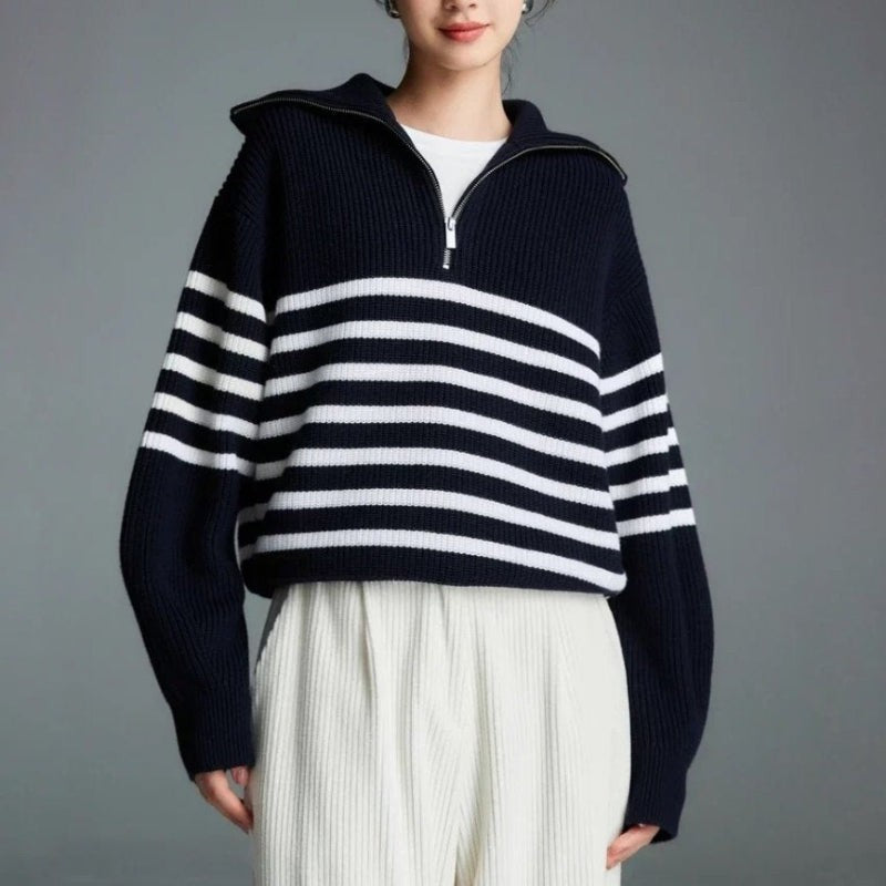 Striped Knit Sweater for Women