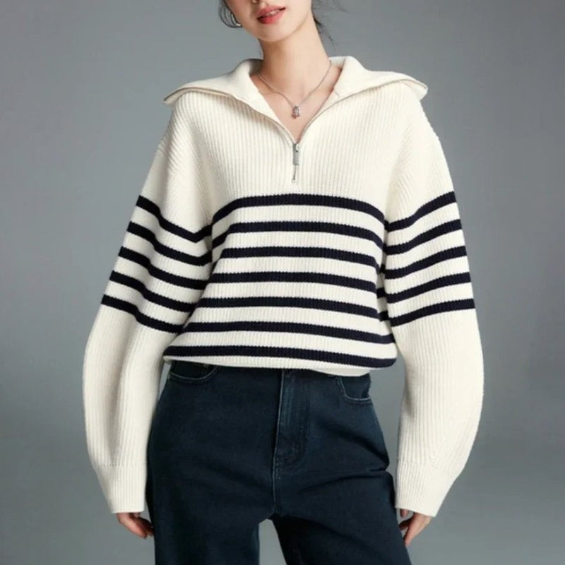 Striped Knit Sweater for Women