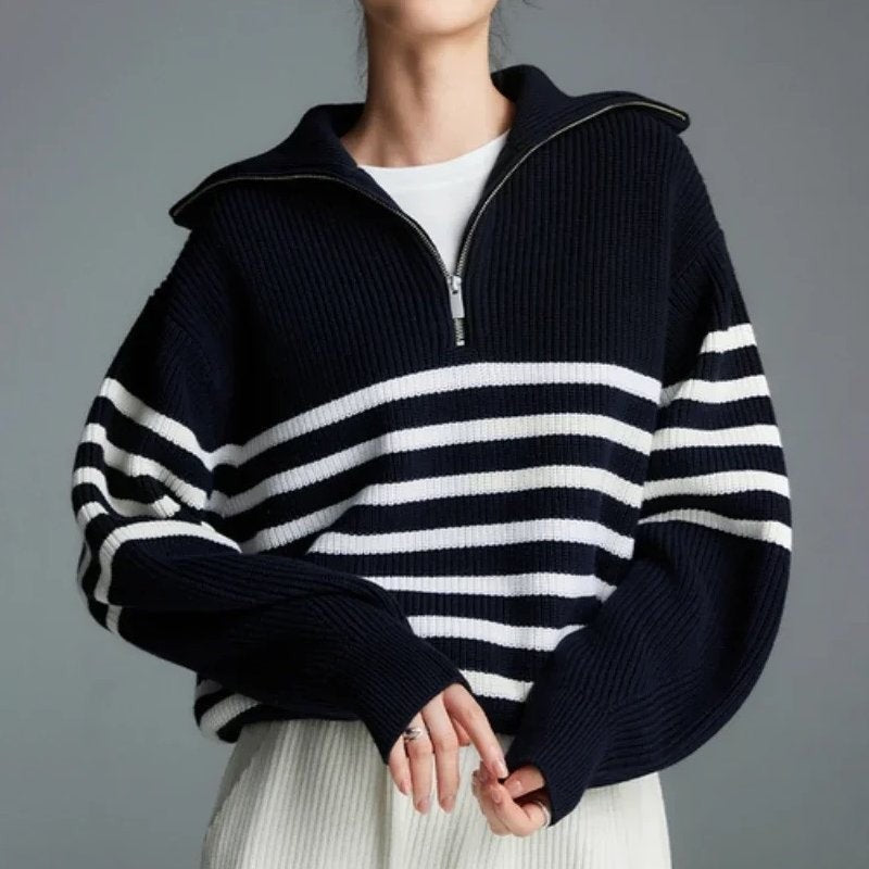 Striped Knit Sweater for Women