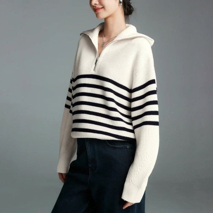 Striped Knit Sweater for Women