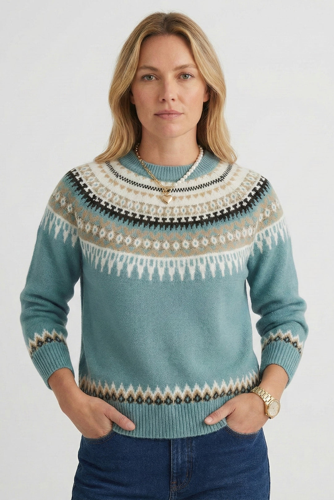 Fair Isle Knit Sweater for Women