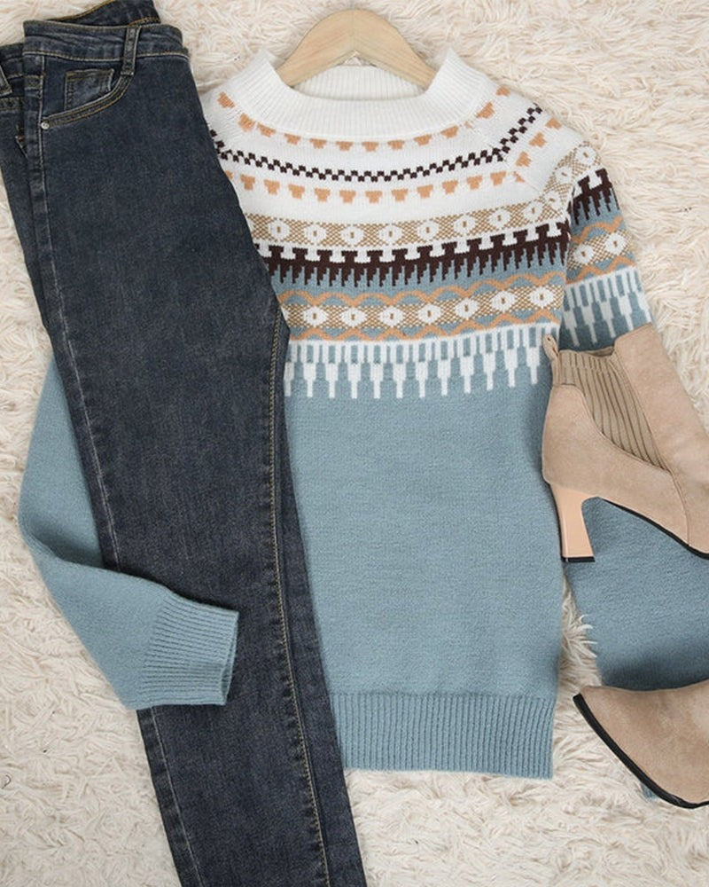 Fair Isle Knit Sweater for Women