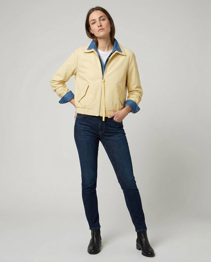 Greta denim collar faux leather jacket — image 3