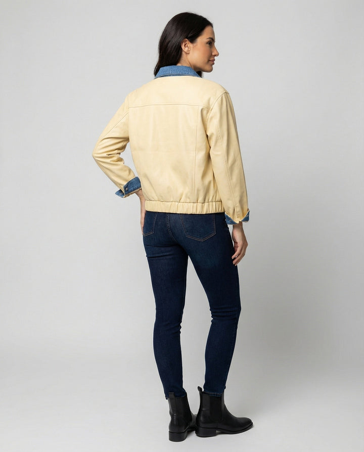 Greta denim collar faux leather jacket — image 4