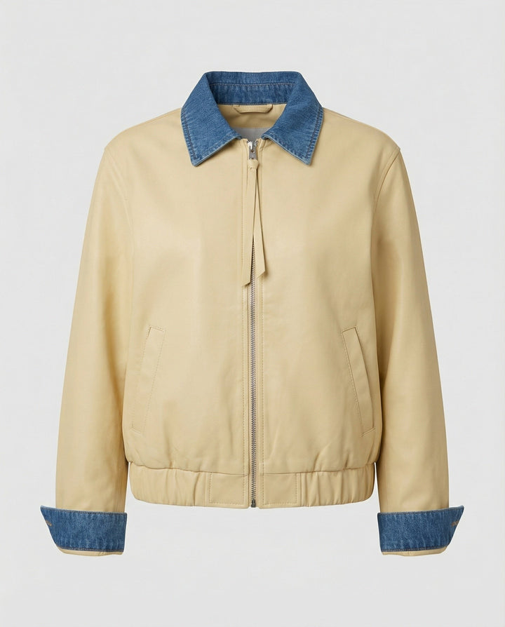 Greta denim collar faux leather jacket — image 5