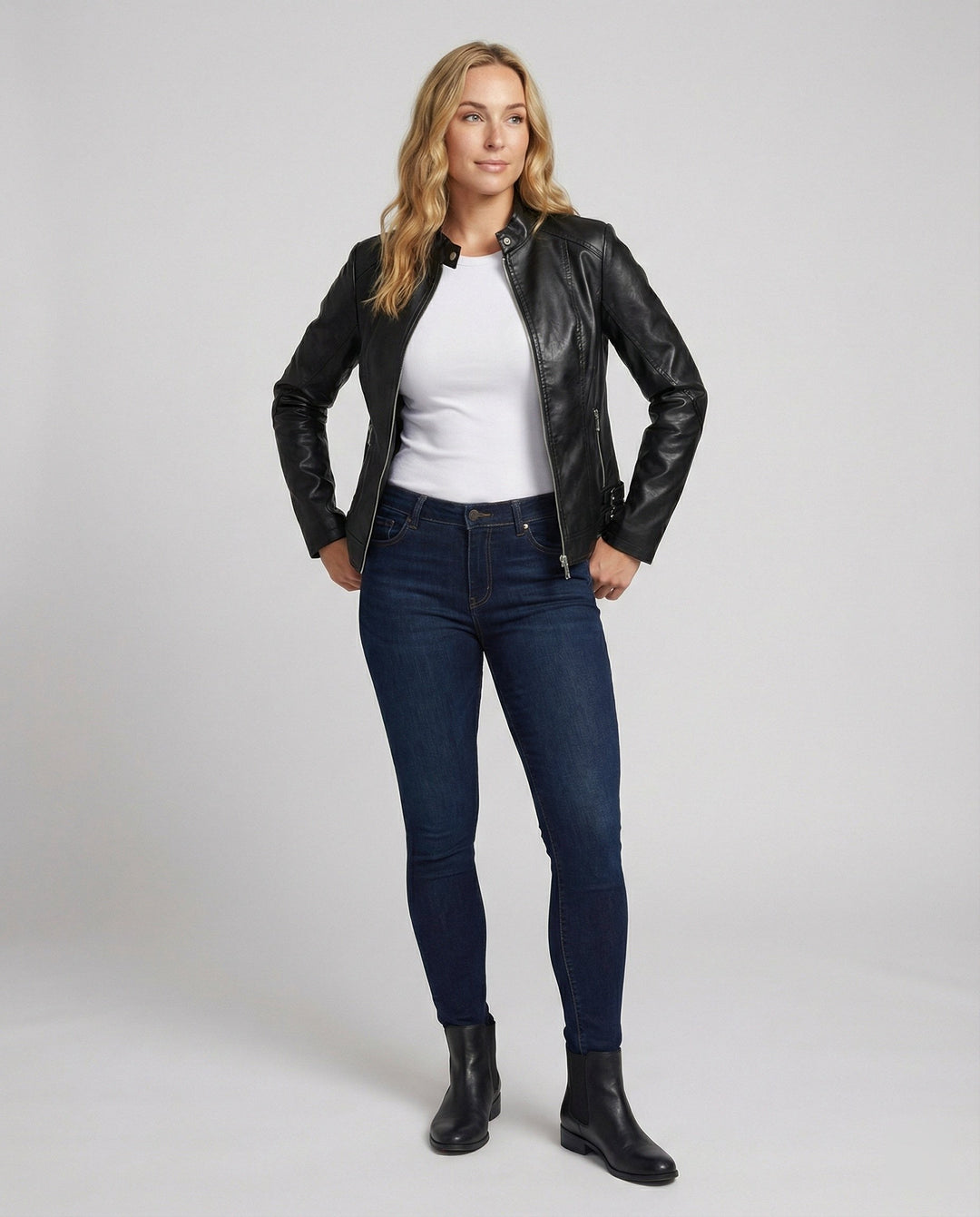 Harper zip up leather racer jacket — image 2