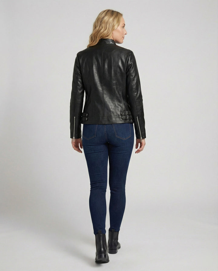 Harper zip up leather racer jacket — image 3