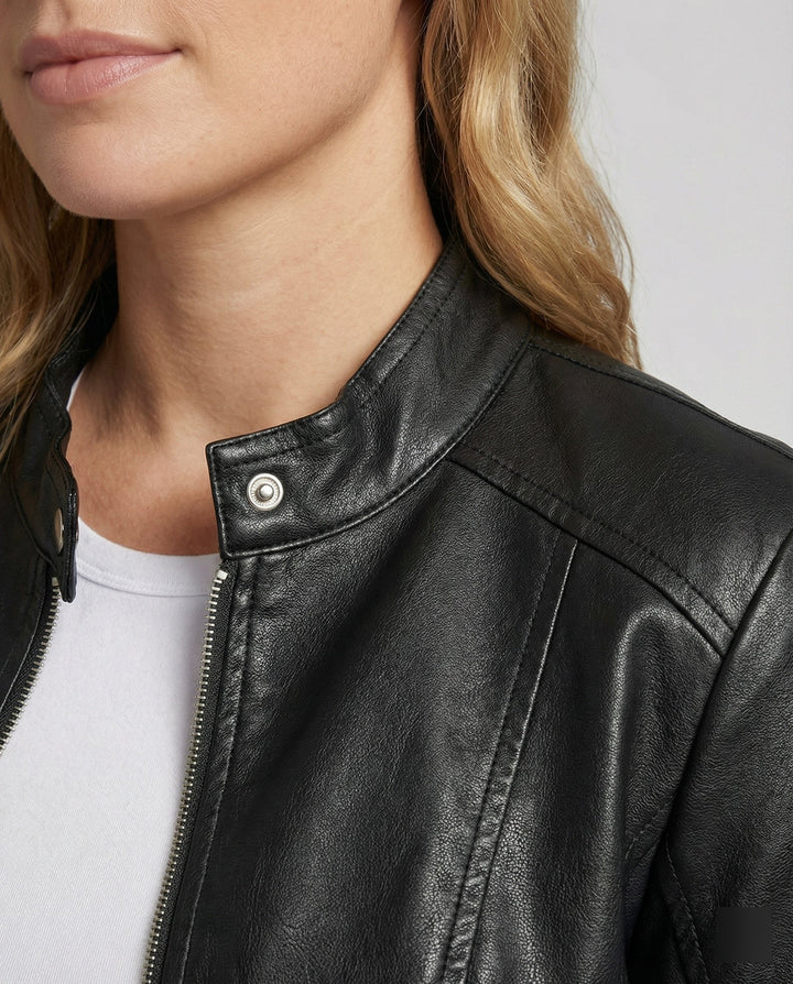 Harper zip up leather racer jacket — image 4