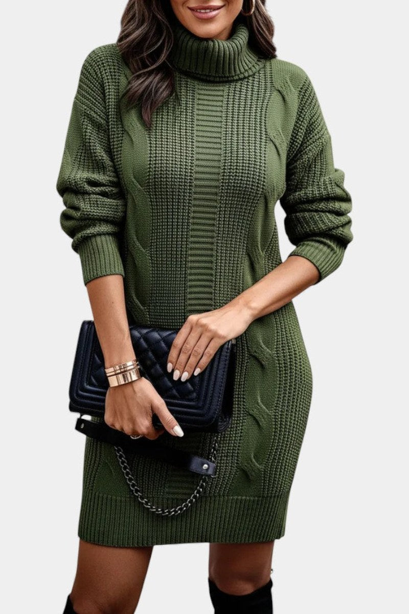 Helaine — Cable Knit Turtleneck Sweater Dress, StyleTruly