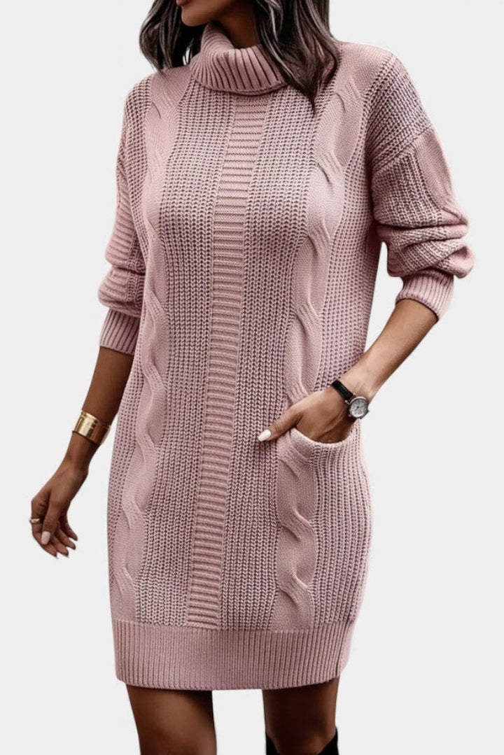 Helaine — Cable Knit Turtleneck Sweater Dress (3), StyleTruly