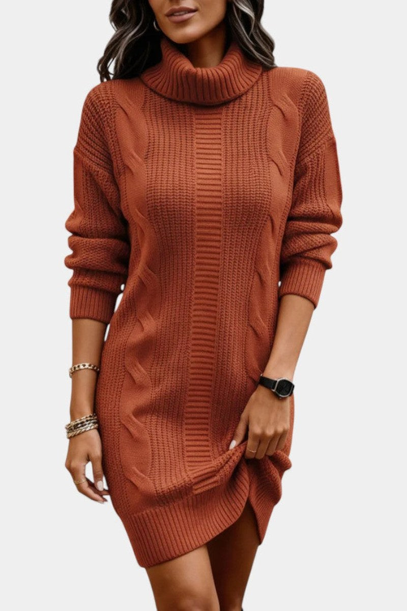 Helaine — Cable Knit Turtleneck Sweater Dress (4), StyleTruly