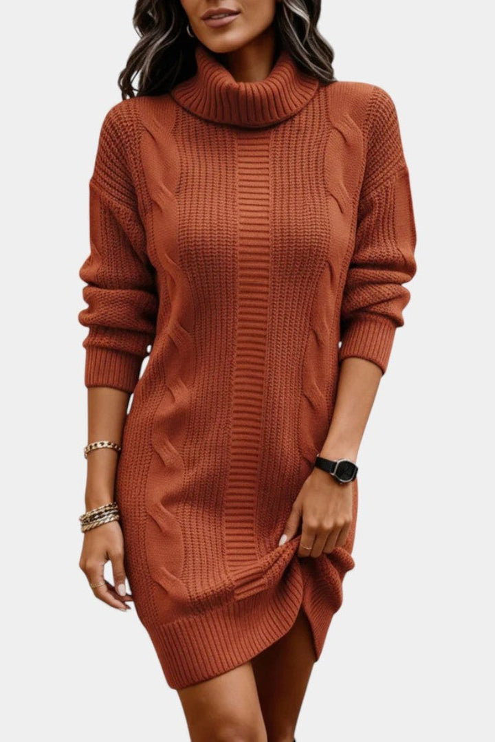 Helaine — Cable Knit Turtleneck Sweater Dress (4), StyleTruly