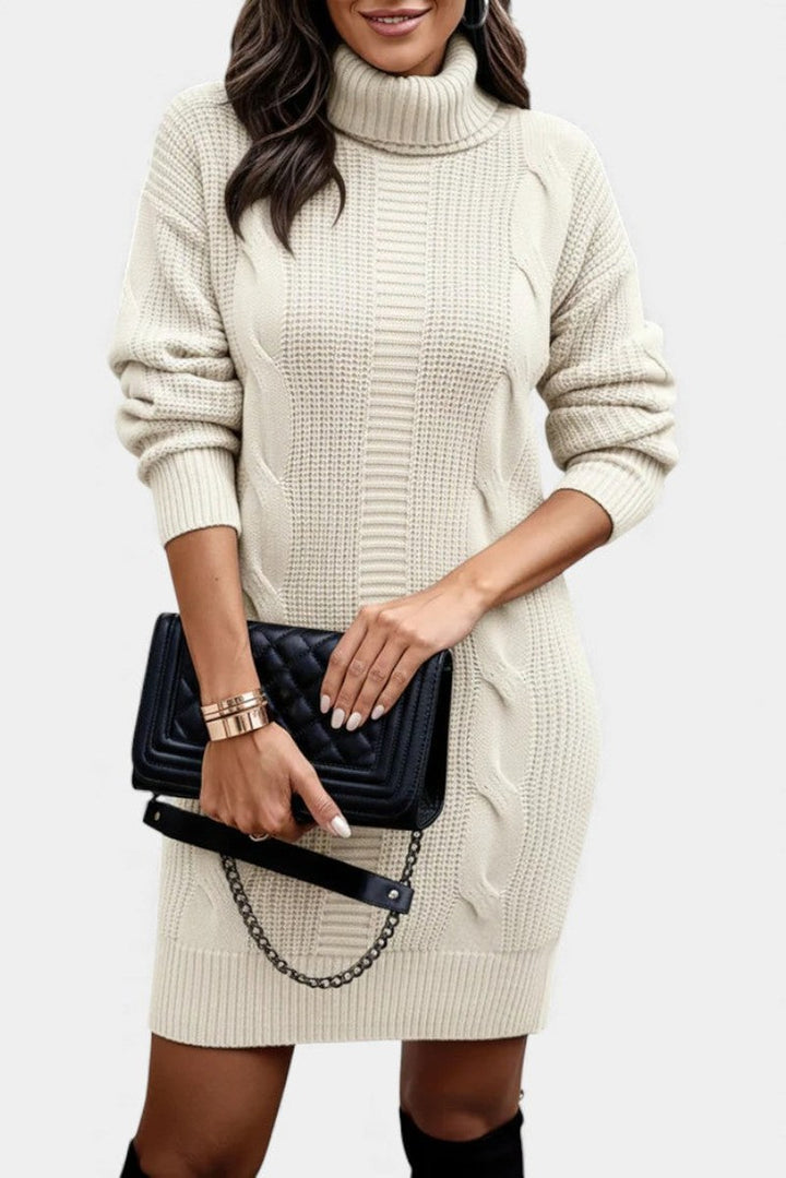 Helaine — Cable Knit Turtleneck Sweater Dress (5), StyleTruly