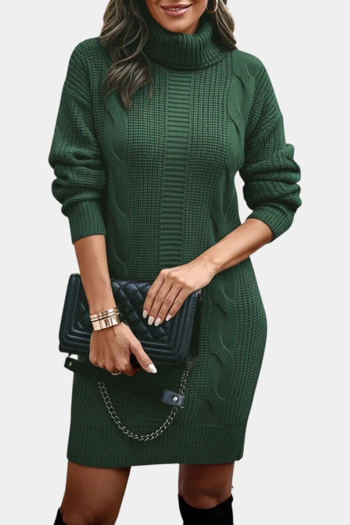 Helaine — Cable Knit Turtleneck Sweater Dress (6), StyleTruly