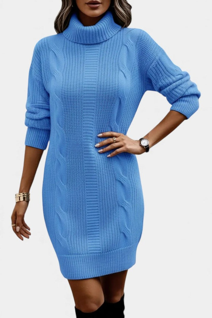 Helaine — Cable Knit Turtleneck Sweater Dress (7), StyleTruly