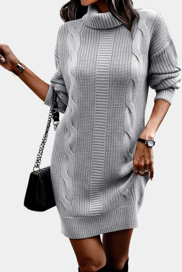 Helaine — Cable Knit Turtleneck Sweater Dress (8), StyleTruly