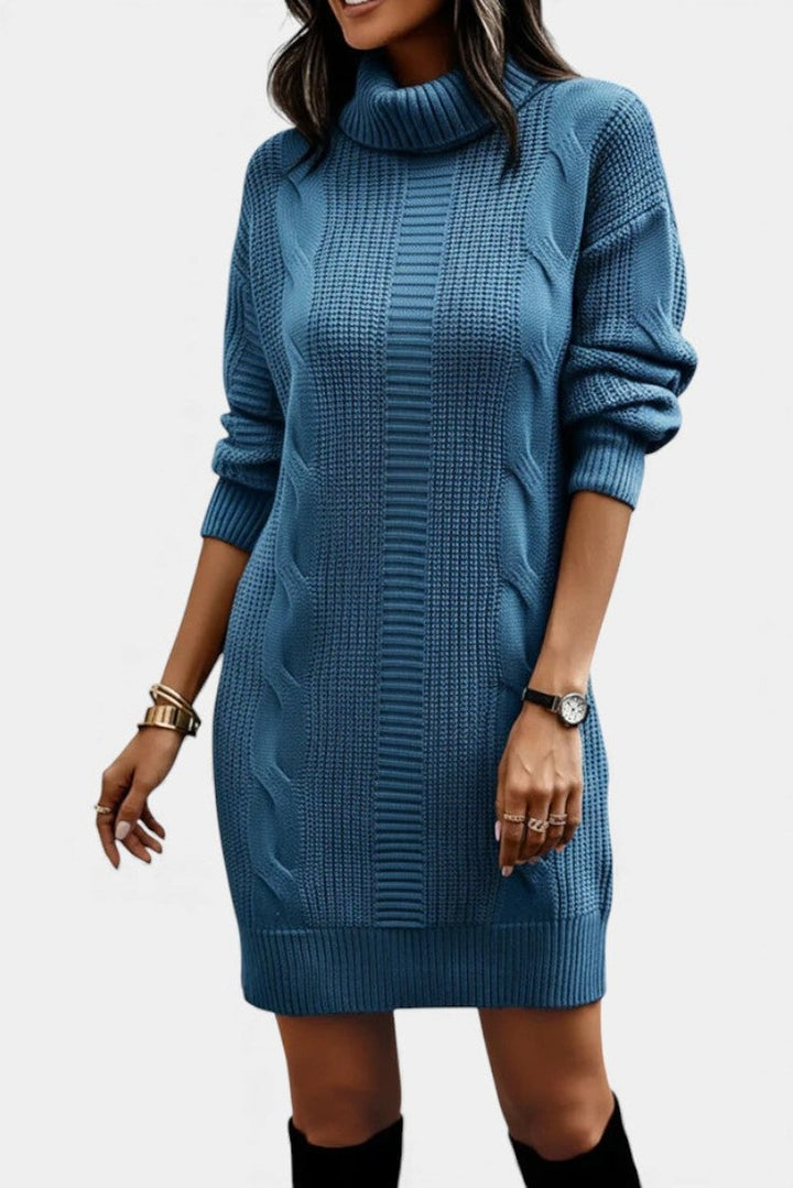 Helaine — Cable Knit Turtleneck Sweater Dress (9), StyleTruly