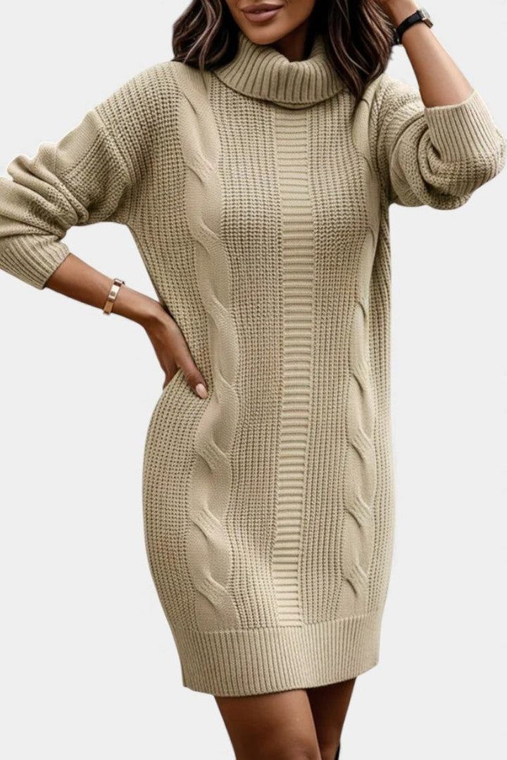 Helaine — Cable Knit Turtleneck Sweater Dress (10), StyleTruly