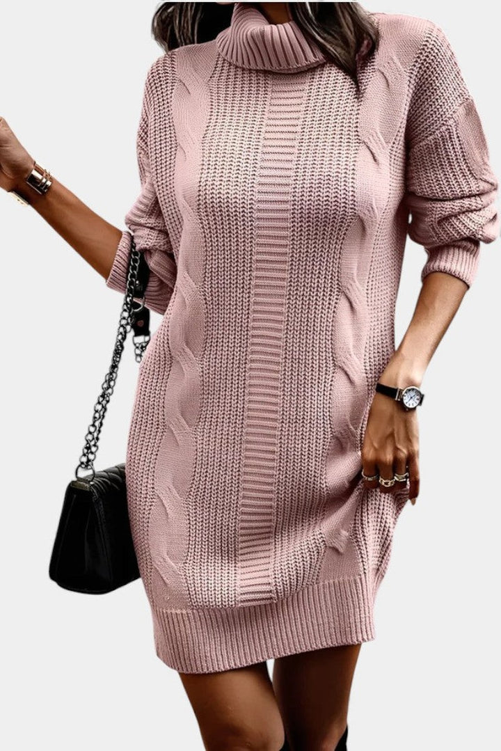 Helaine — Cable Knit Turtleneck Sweater Dress (14), StyleTruly