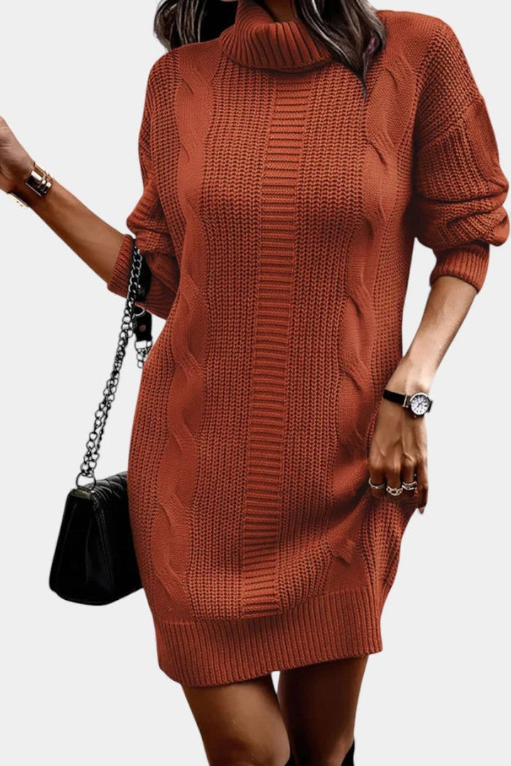 Helaine — Cable Knit Turtleneck Sweater Dress (17), StyleTruly