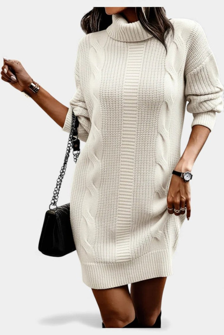 Helaine — Cable Knit Turtleneck Sweater Dress (18), StyleTruly