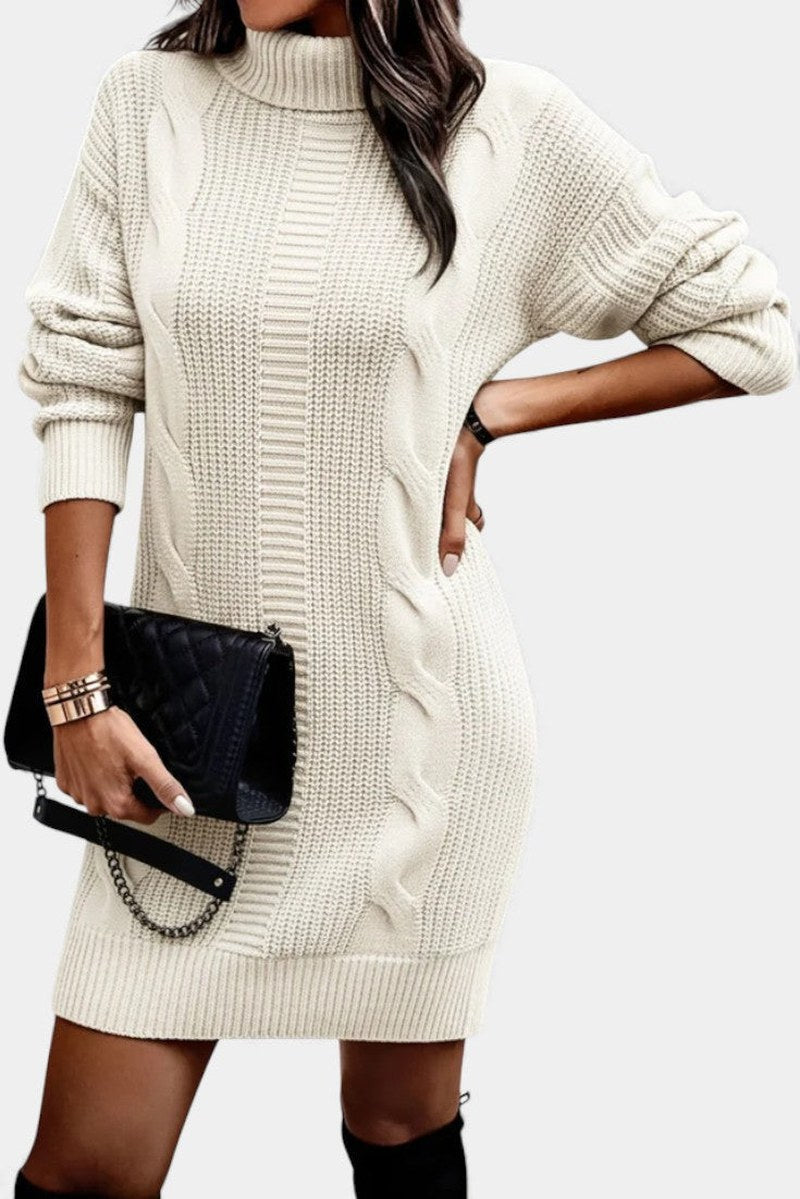 Helaine — Cable Knit Turtleneck Sweater Dress (19), StyleTruly