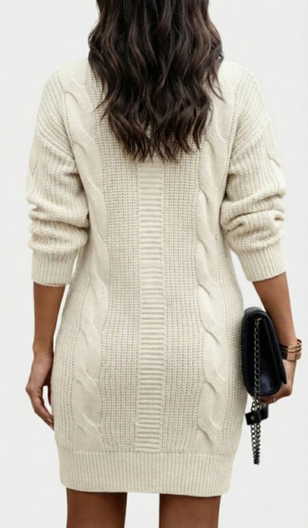 Helaine — Cable Knit Turtleneck Sweater Dress (20), StyleTruly