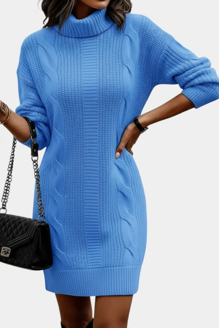 Helaine — Cable Knit Turtleneck Sweater Dress (24), StyleTruly
