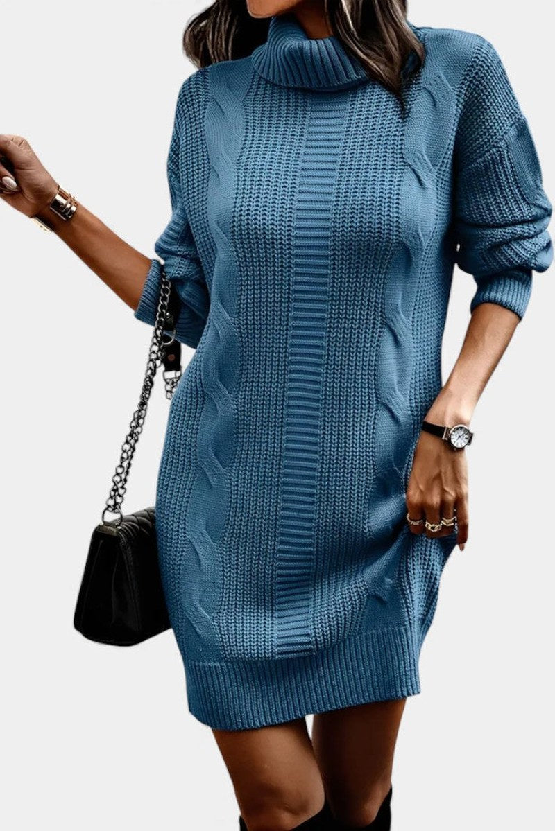Helaine — Cable Knit Turtleneck Sweater Dress (26), StyleTruly