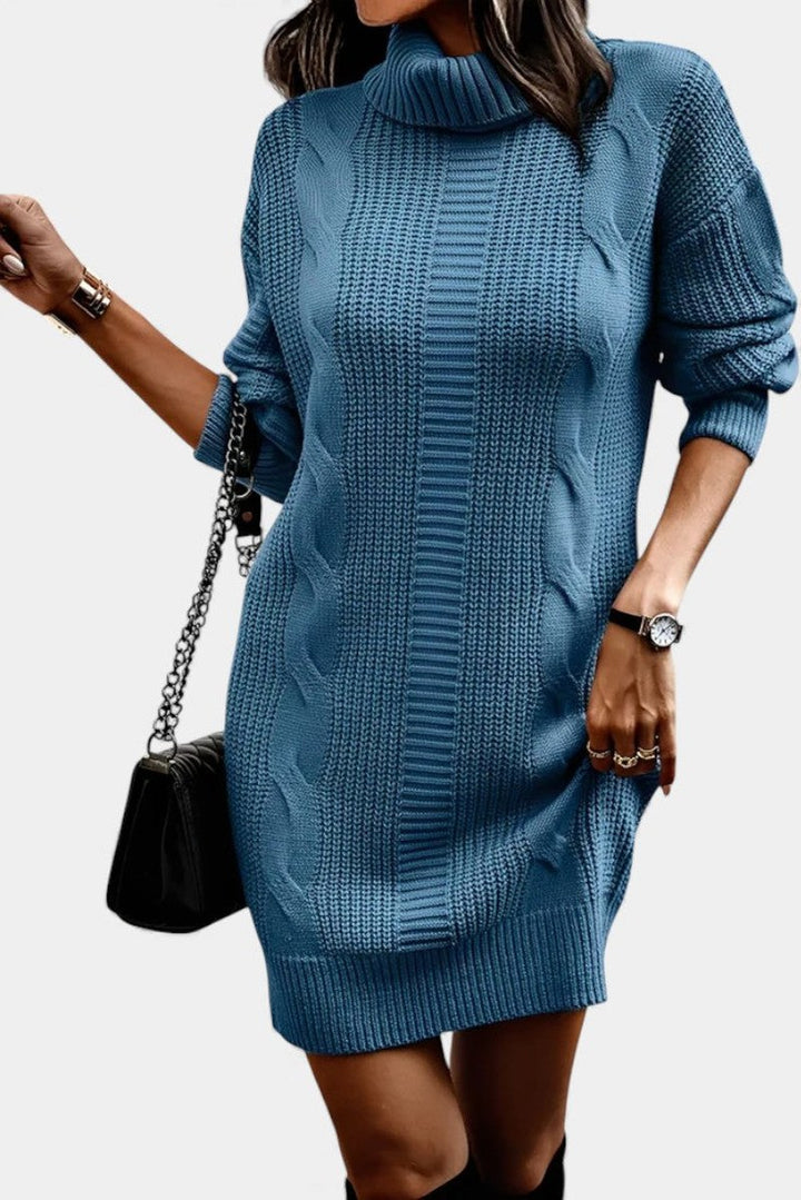 Helaine — Cable Knit Turtleneck Sweater Dress (26), StyleTruly