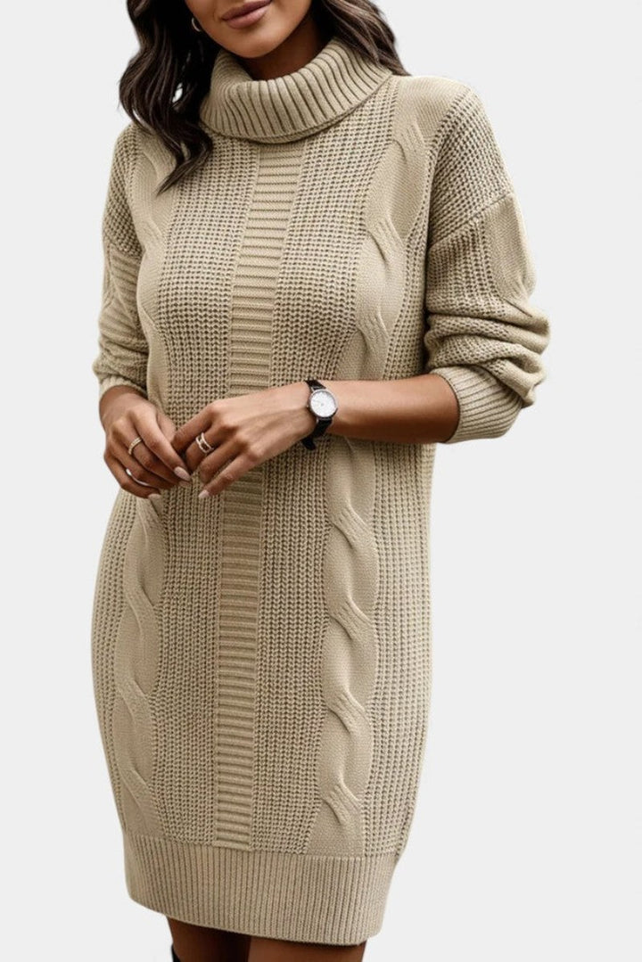 Helaine — Cable Knit Turtleneck Sweater Dress (28), StyleTruly