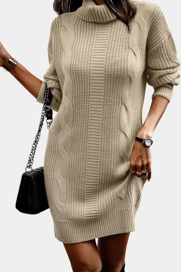 Helaine — Cable Knit Turtleneck Sweater Dress (29), StyleTruly