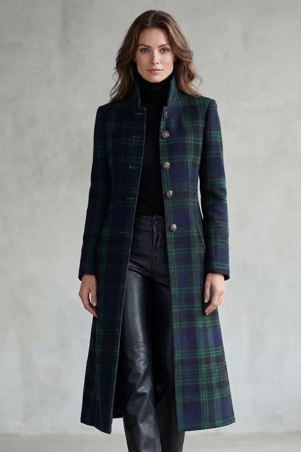 Heloise — Elegant Long Plaid Wool Coat for Women (2), StyleTruly