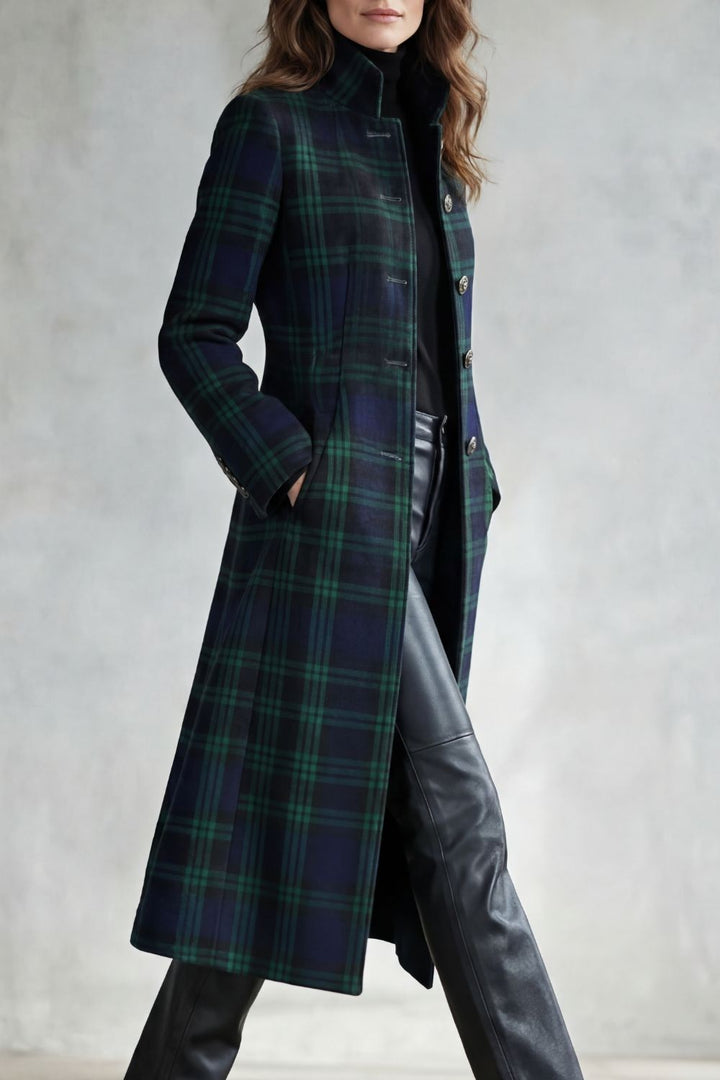 Heloise — Elegant Long Plaid Wool Coat for Women (3), StyleTruly