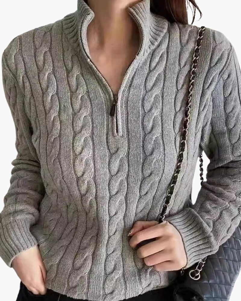 Quarter Zip Wool Sweater for Women