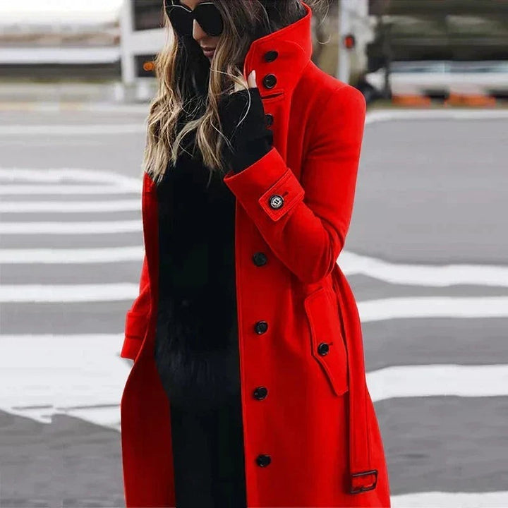 Herminia belted high neck long coat — image 1