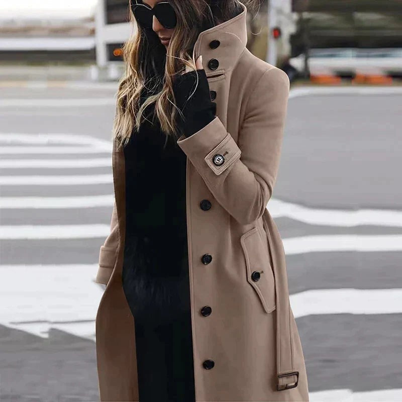 Herminia belted high neck long coat — image 2