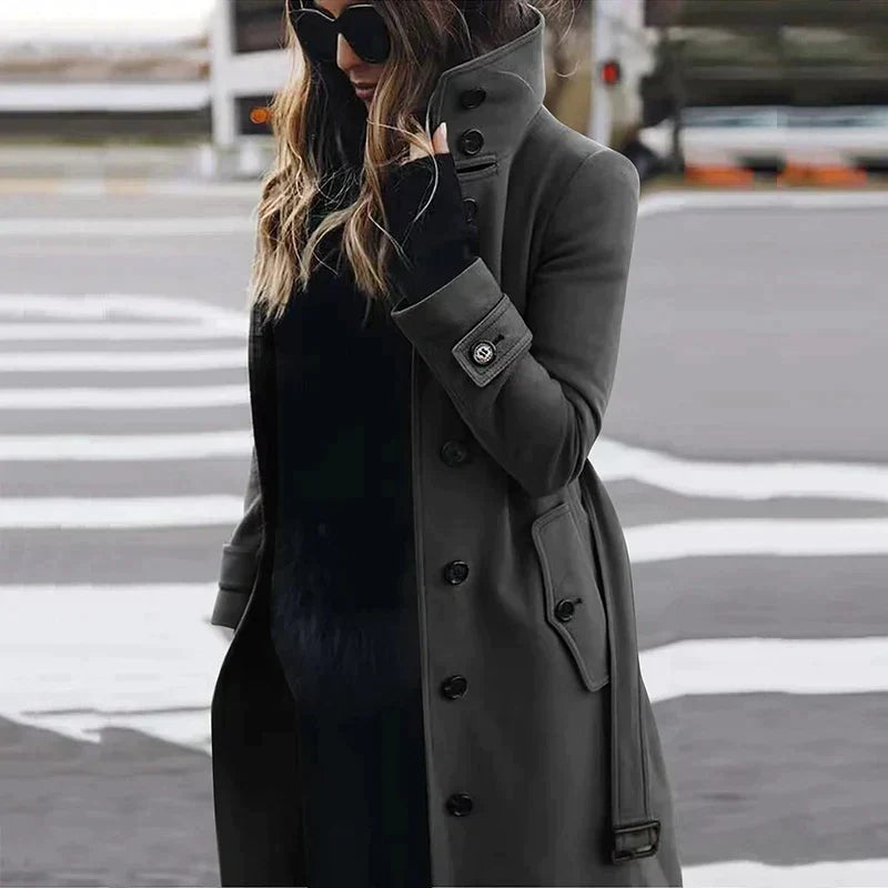 Herminia belted high neck long coat — image 4
